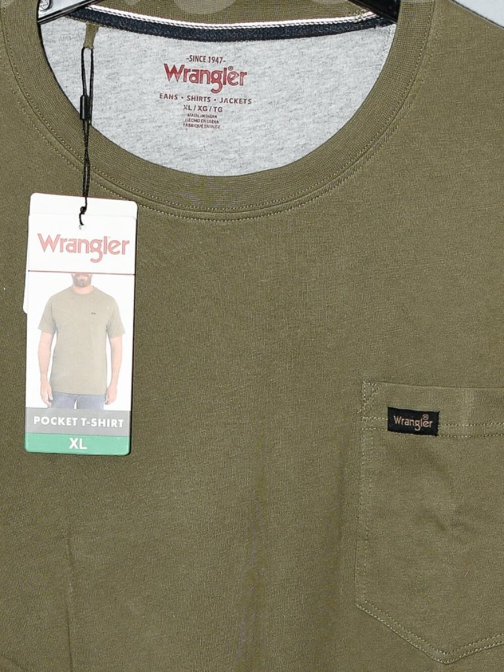 Wrangler Men's Pocket Tee  Color: Green